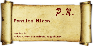 Pantits Miron névjegykártya